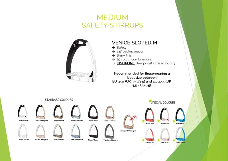 Tech Venice Medium Sloped Safety Stirrups-Silver/Rose Gold-9