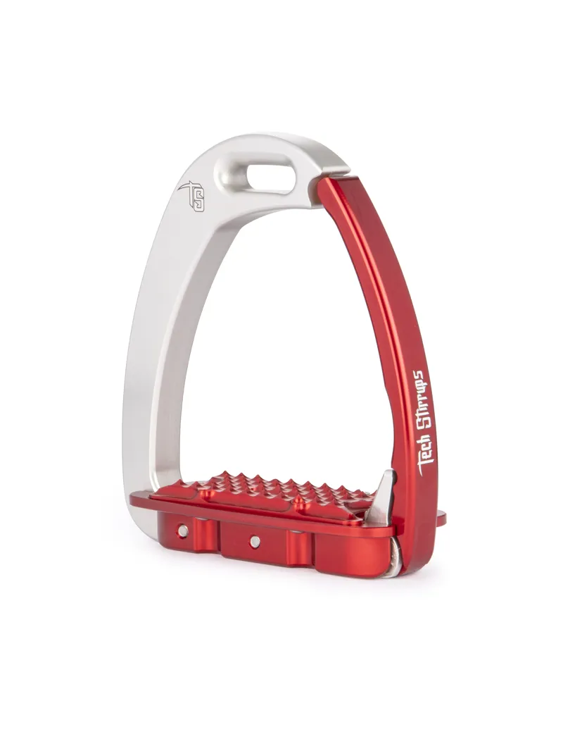 Tech Venice Children Safety Stirrups-Silver/Red