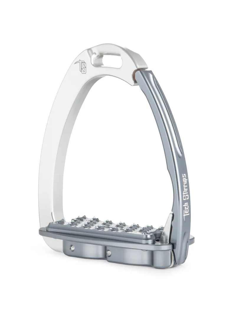 Tech Venice Flat Evo Safety Stirrups-Silver/Titanium