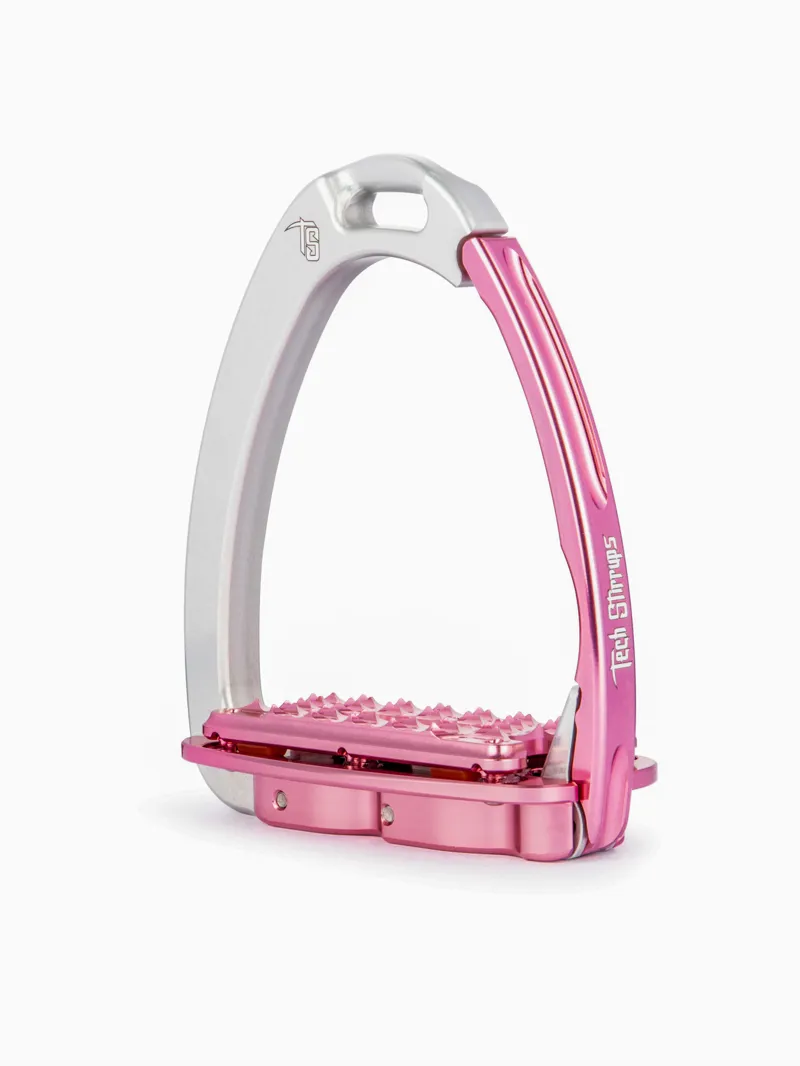 Tech Venice Plus Evo Safety Stirrups-Silver/Pink