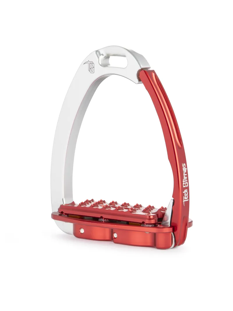 Tech Venice Plus Evo Safety Stirrups-Silver/Red