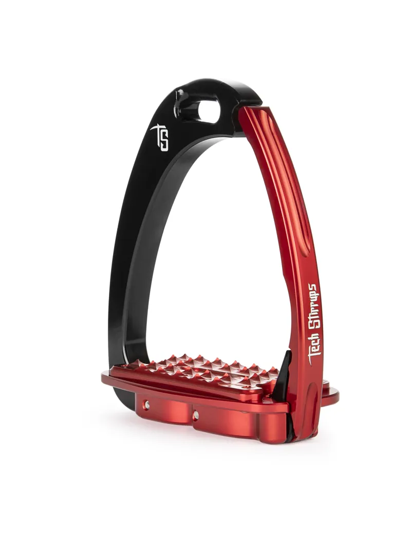 Tech Venice Medium Sloped Safety Stirrups-Black/Red
