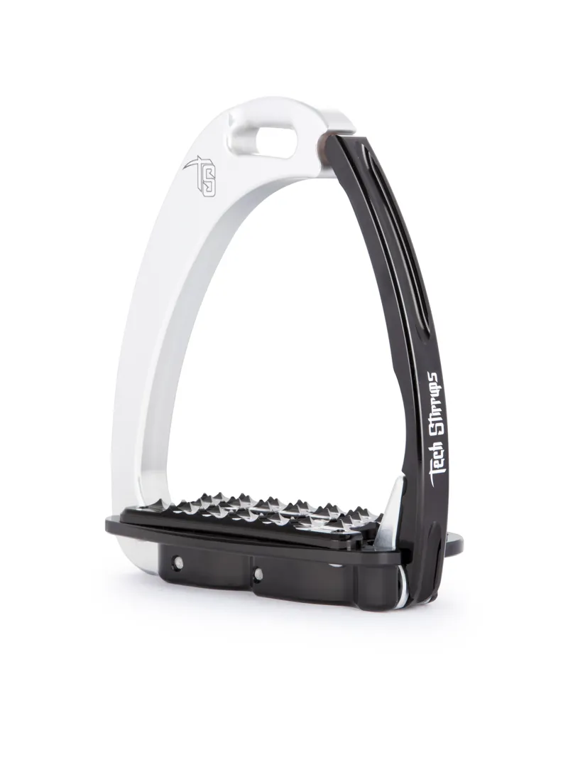 Tech Venice Medium Sloped Safety Stirrups-Silver/Black