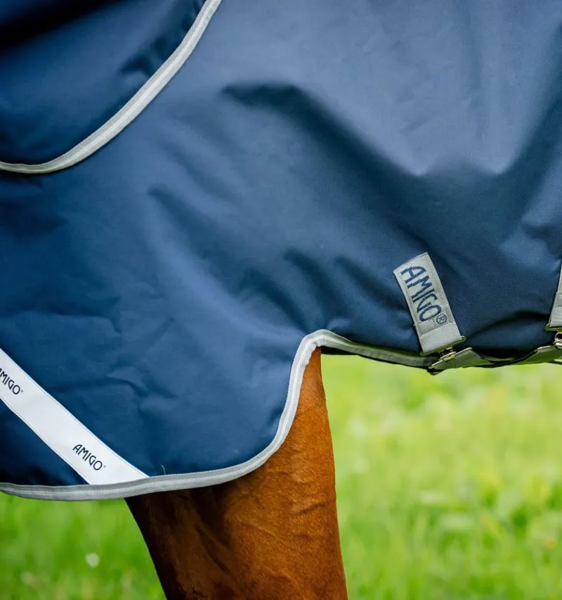 Horseware Amigo Bravo 12 Plus Bundle Turnout-50g Outer with 100g Liner and 200g Liner-Navy-Titanium Grey-Silver-7