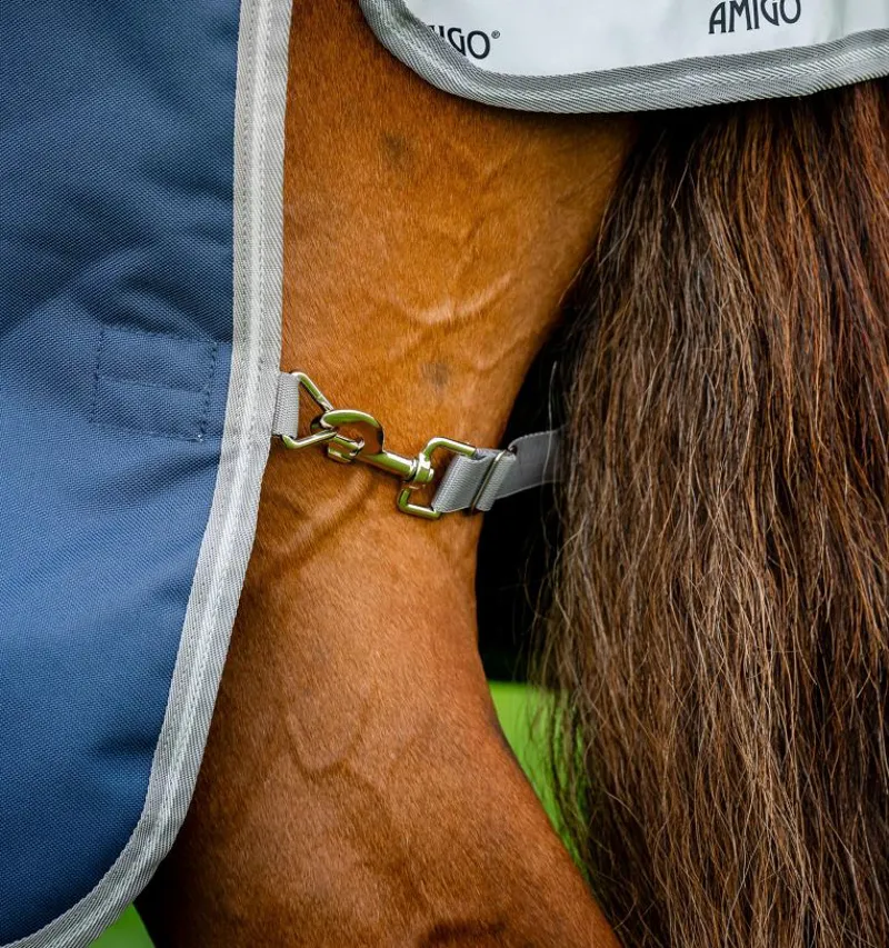 Horseware Amigo Bravo 12 Plus Bundle Turnout-50g Outer with 100g Liner and 200g Liner-Navy-Titanium Grey-Silver-6