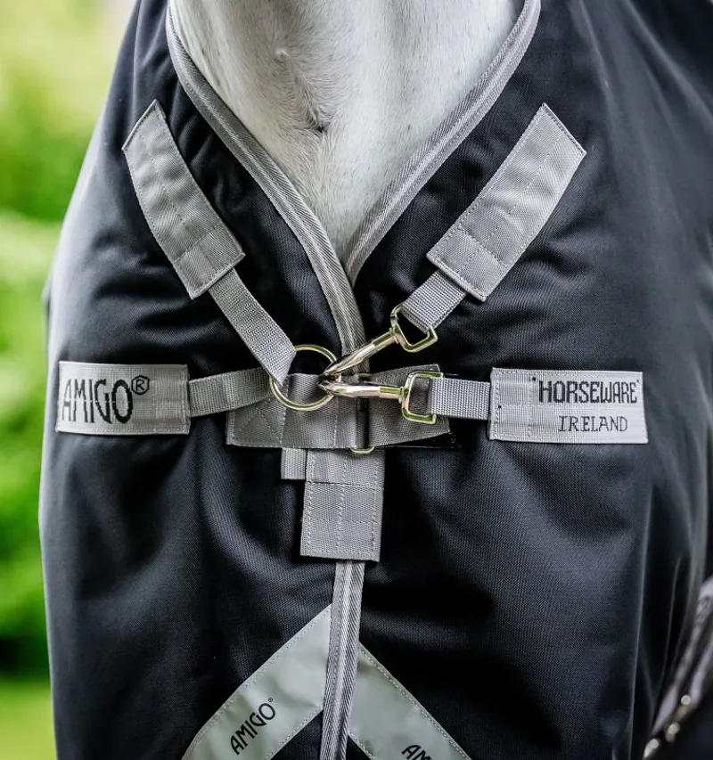 Horseware Amigo Bravo 12 Plus Bundle Turnout-50g Outer with 100g Liner and 200g Liner-Black-Titanium Grey-Silver-2