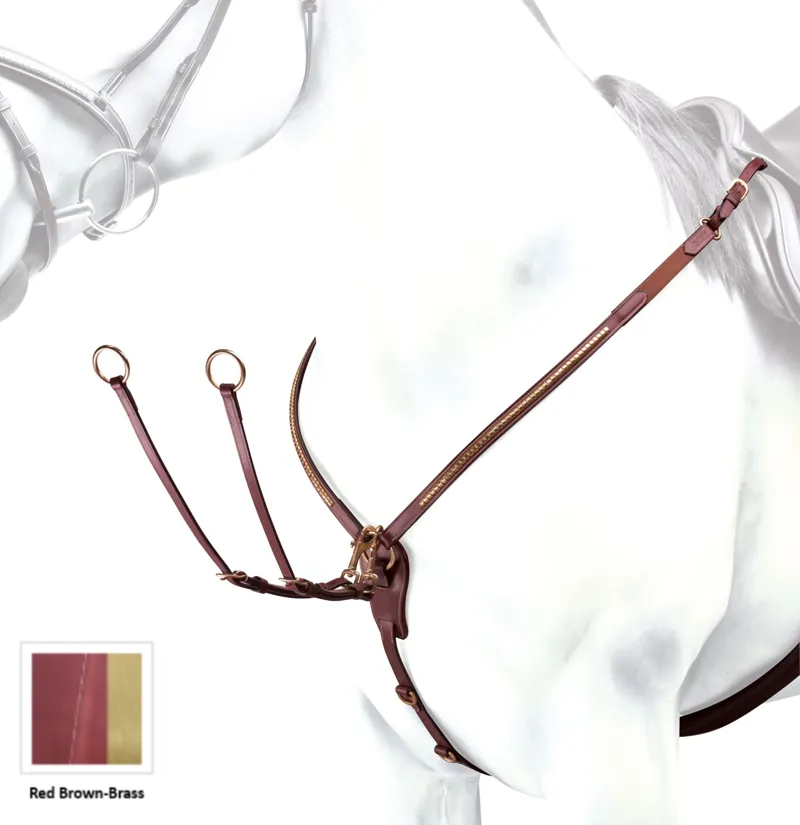 Equipe Emporio Y Shaped Leather Breastplate with Clincher BPE11-Red Brown