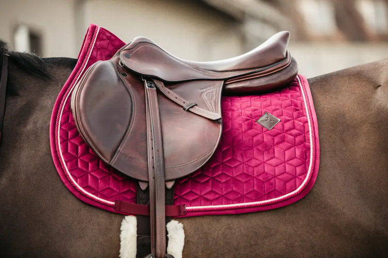 Kentucky Velvet Jumping Saddle Pad-Fuchsia-Full-1