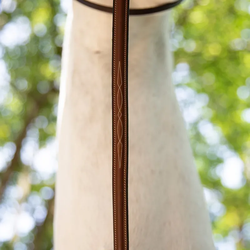 Antares Standing Martingale-Malt Brown/Cream Stitching-3